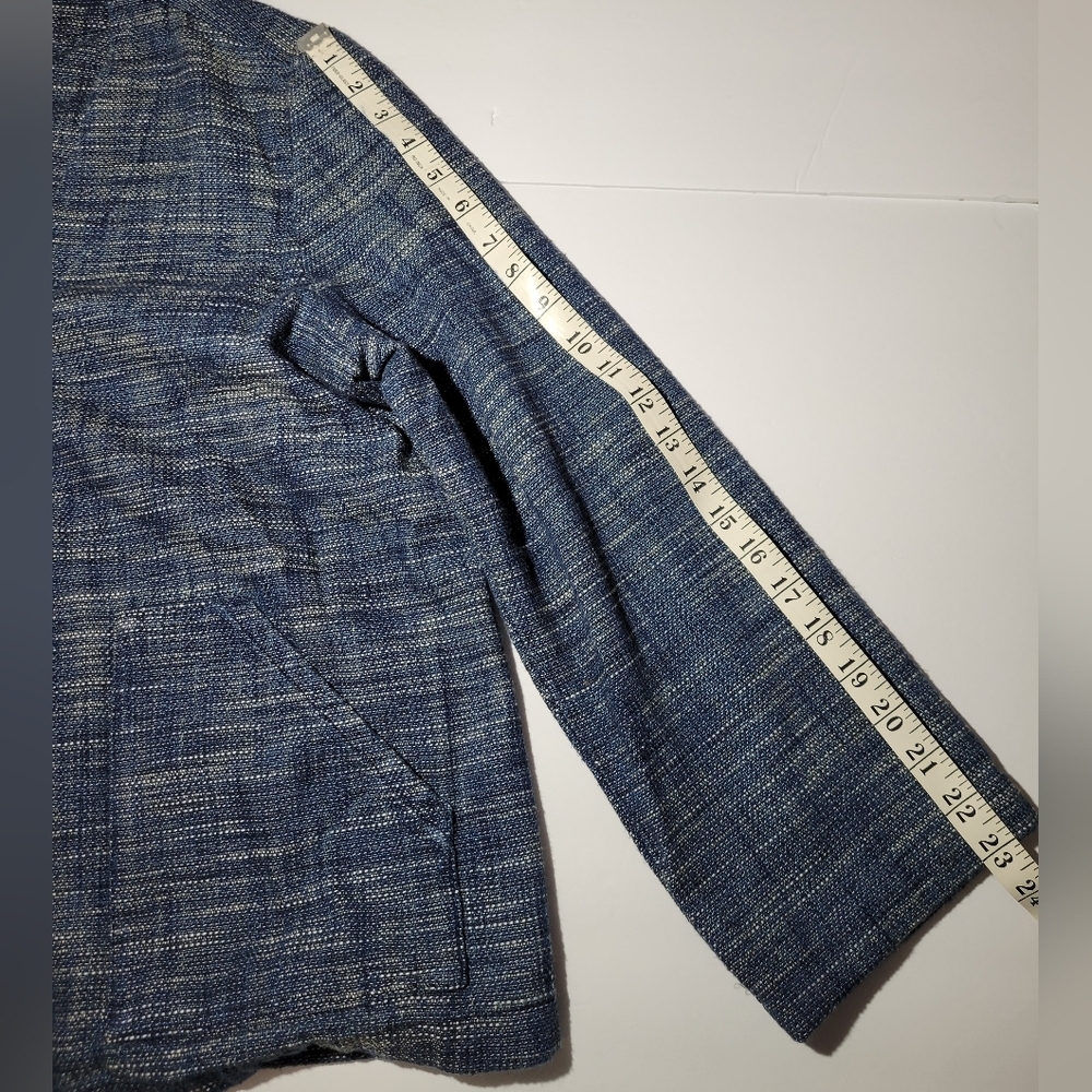 Pure Jill Indigo J.jill Tweed Knit Textured Button Up Blazer Sweater - Picture 7 of 9